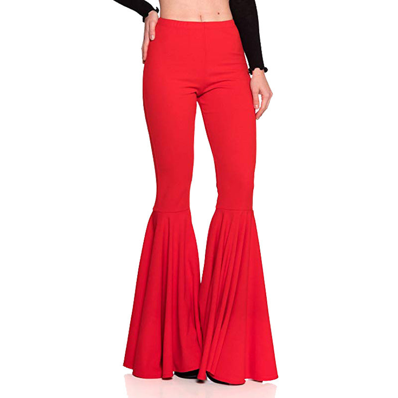 2021 summer new women's mermaid. Waist casual fashion pleated flared pants