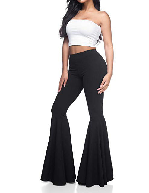 2021 summer new women's mermaid. Waist casual fashion pleated flared pants