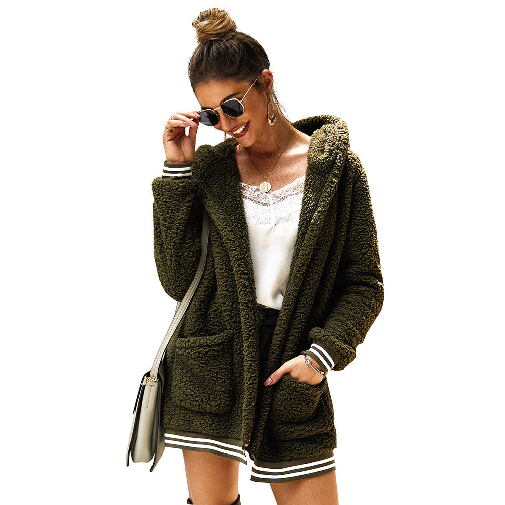 Original design cross-border women's Amazon Wish AliExpress 2019 hooded fur coat long top