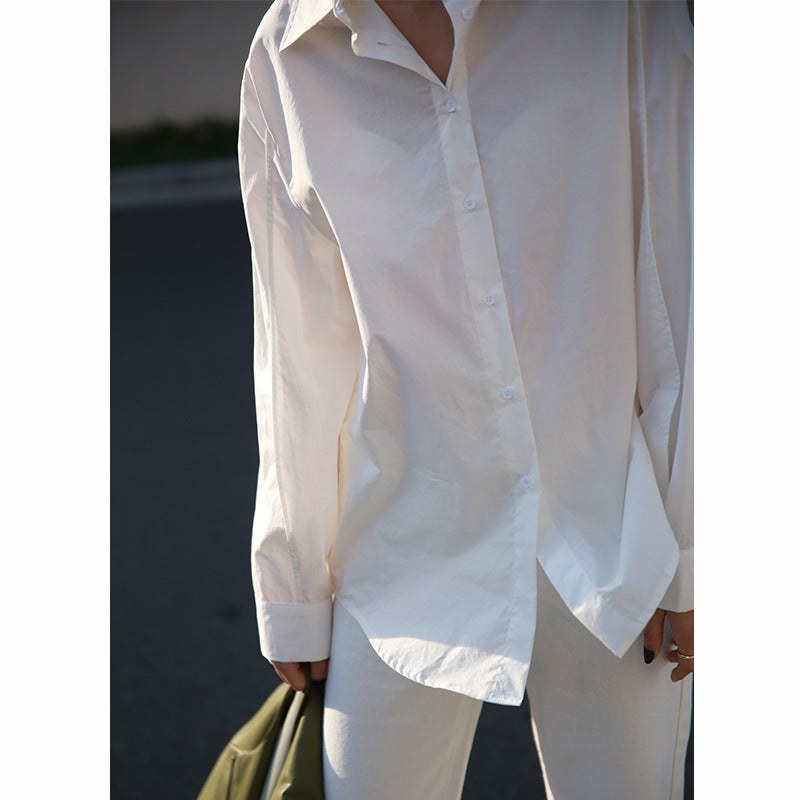 ACME GROUND Summer New Loose Design Long Sleeve Shirt BF Wind Leave Shoulder Sleeve Shirt 12115