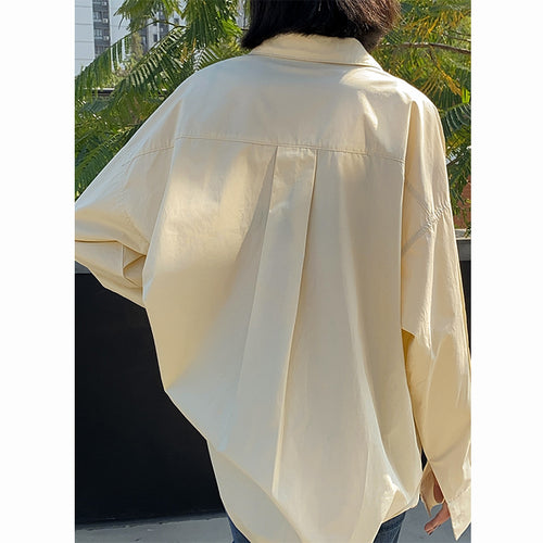 ACME GROUND Summer New Loose Design Long Sleeve Shirt BF Wind Leave Shoulder Sleeve Shirt 12115