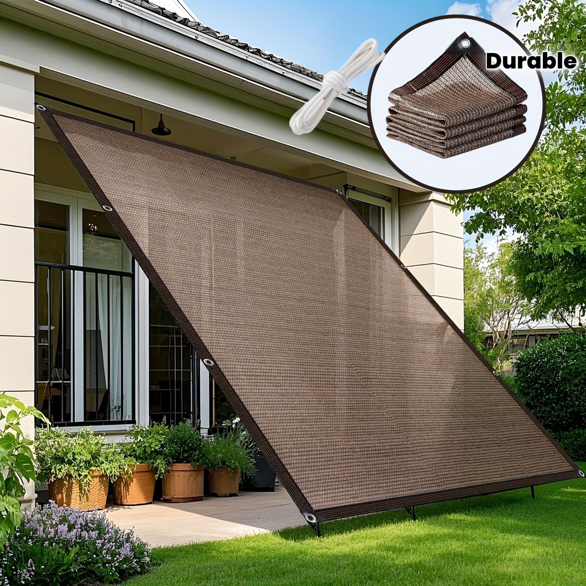Coffee-colored Sunshade Net - Specifically Designed for Gardens, Terraces, Plant Sunshades, Greenhouses, And Outdoor Pergolas. It Provides Sun Protection And Blocks Ultraviolet Rays. Durable And Easy to Install, It Is Also Suitable for Scenarios