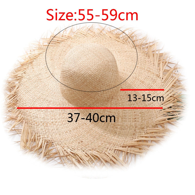 Summer Natural Raffia Sun Hat For Women Wide Brim fashion Ribbon Floppy Shade Straw Hat Girl Outdoor Vacation Beach hat panama