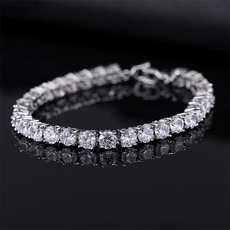 4mm Cubic Zirconia Tennis Bracelet Iced Out Chain Bracelets For Women Men Gold Silver Color Men Bracelet CZ Chain Homme Jewelry
