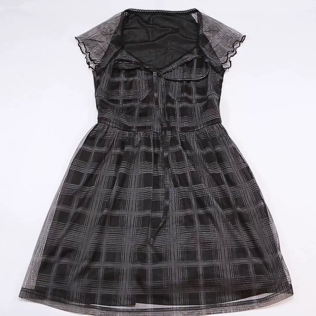 Fashion trend 2021 European and American style foreign trade spring and summer new products women's sexy slim plaid square neck dress women