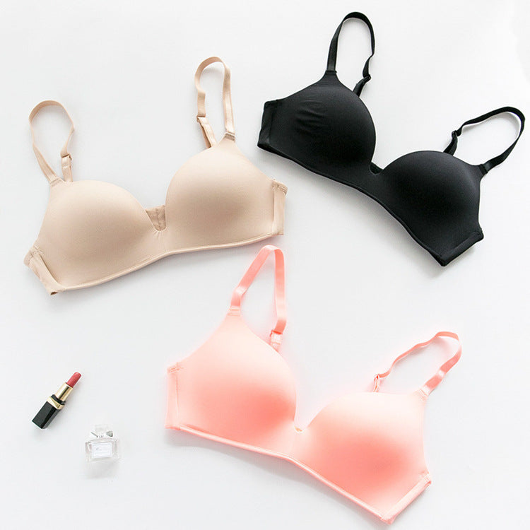 Japanese lightweight seamless underwear ladies no steel ring small chest gathered students thin triangle cup sleep bra