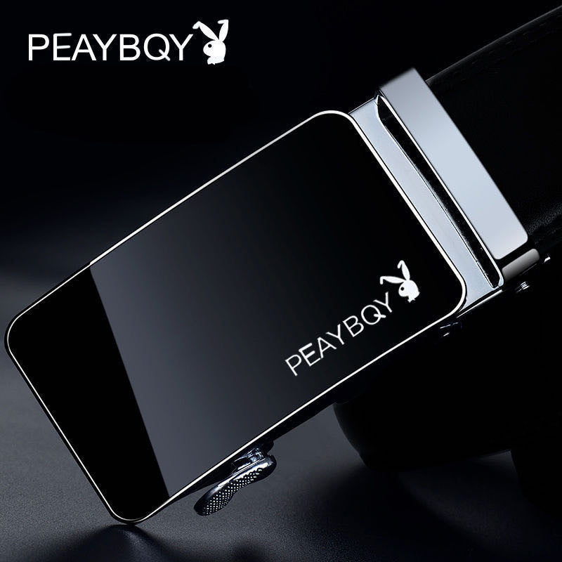 Factory direct flower gilder men's leather velocity belt Korean version of the trendy hot explosion models automatic buckle casual belt