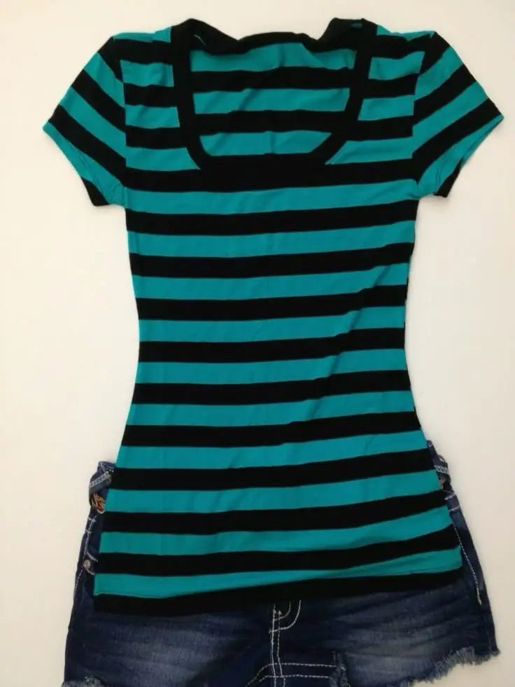 Y2k Crop top Spicy Girls Stripe Streetwear High street Short Sleeve T-shirt Fashion Casual Chic Classic Minimalist Baby Tee