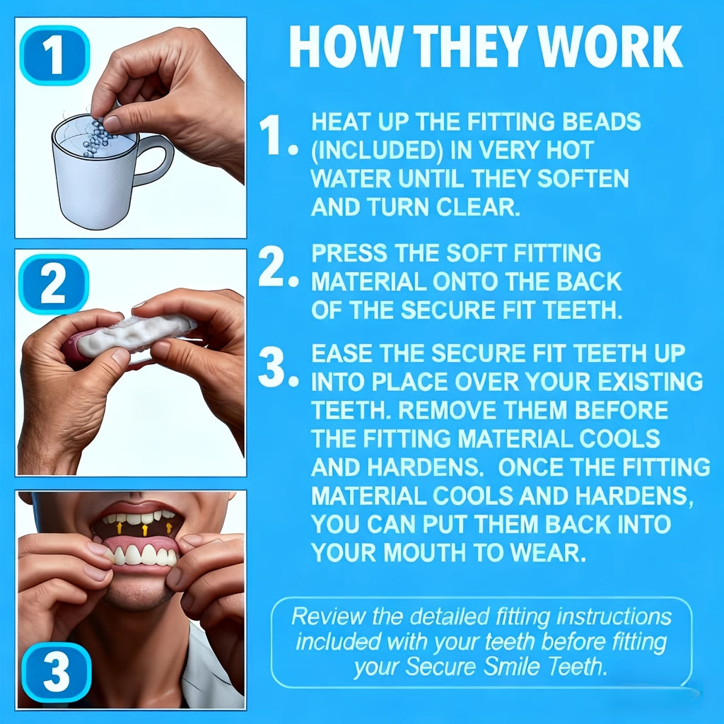 Quick-Fit Dentures, Perfect for Celebrations, Ceremonies, And Daily Use - Instantly Change Your Smile with Real Temporary Dentures, Comfortable Denture Sets, Unisex, Sturdy Plastic Dentures, Instantly Enhance Your Smile