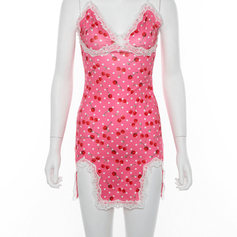 @Axaila — Cherry Lace Slip Dress