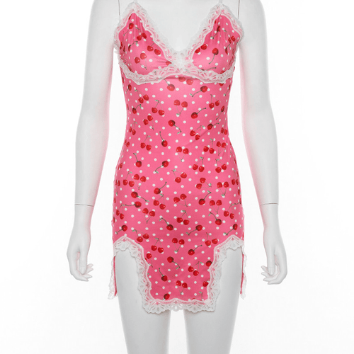 @Axaila — Cherry Lace Slip Dress