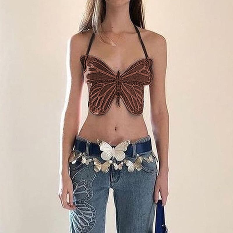 Iconic Y2K Butterfly Shaped Denim Top