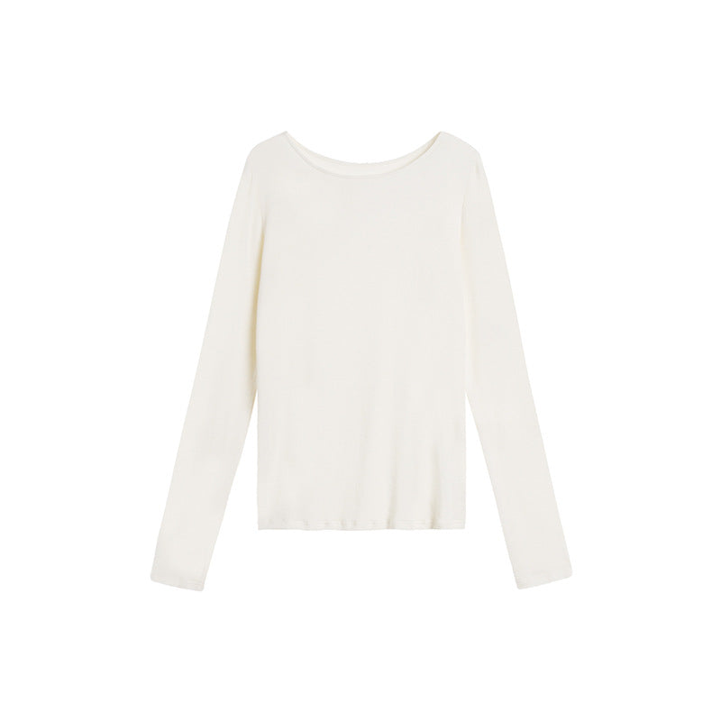 Vanessaliu light version giant wear bottoming shirt female 2021 spring women's new solid color round neck bottoming shirt
