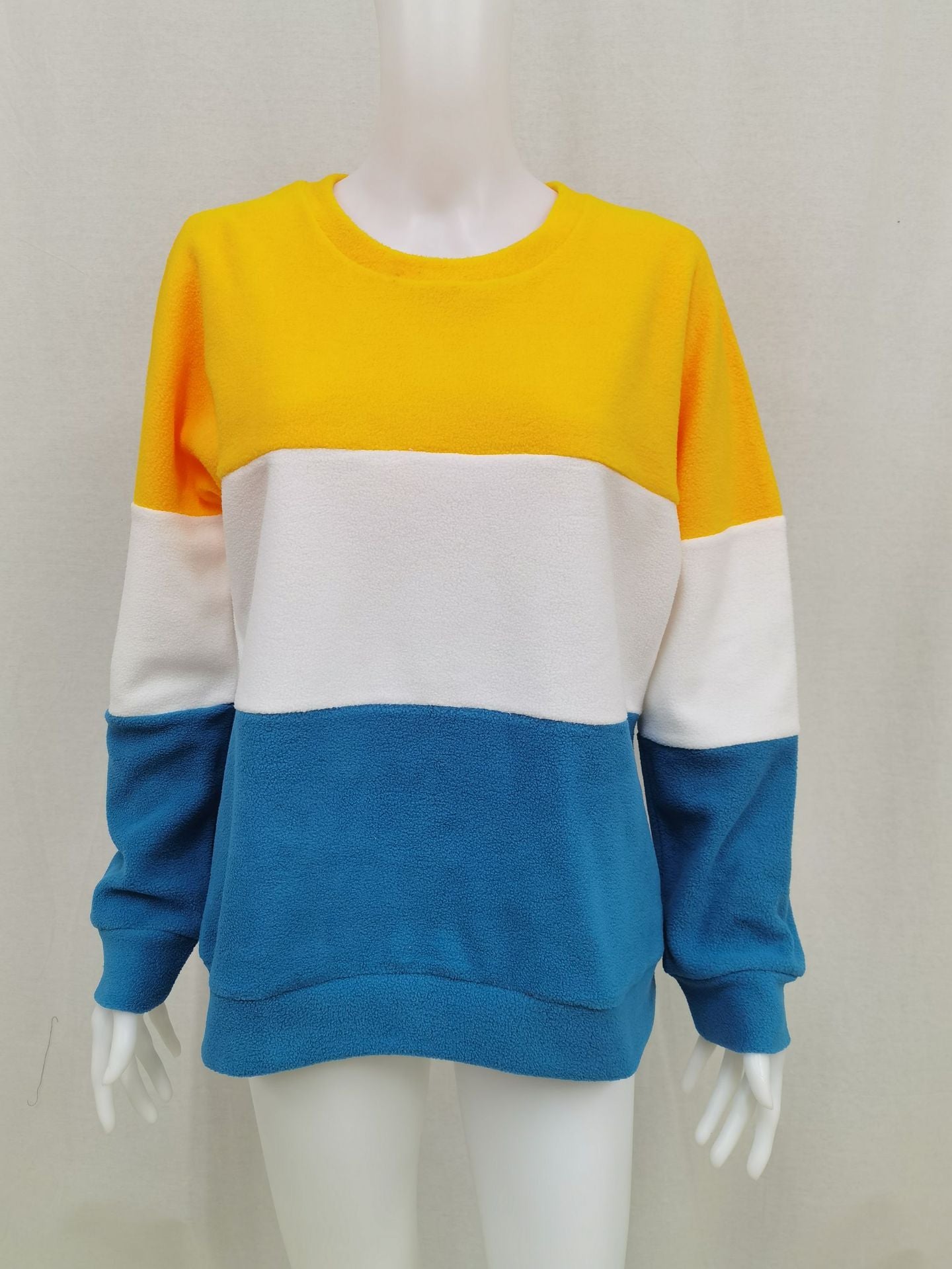 Cross-border European and American foreign trade women's clothing 2020 new wish hot sale autumn and winter plush stitching contrast coat women's sweater