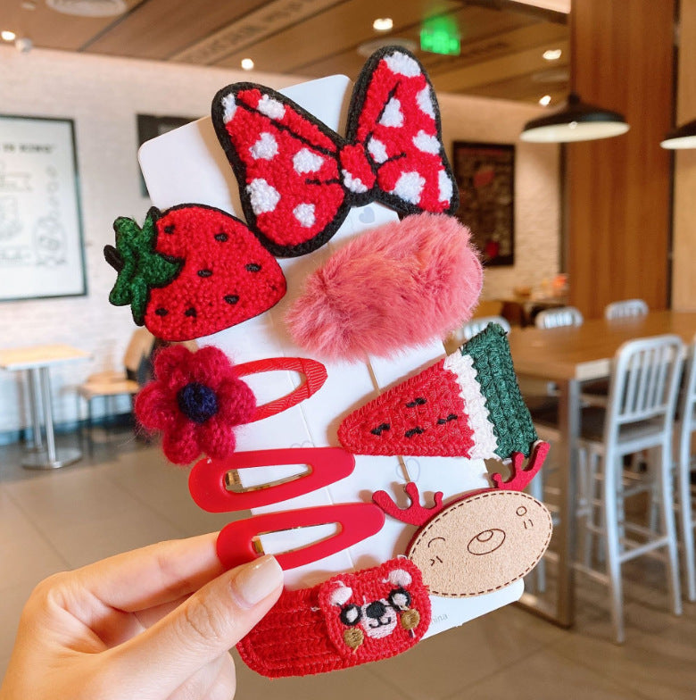 Autumn and winter children hairpin cartoon plush card cute baby broken clip headquarter Korean network red girl hair accessories