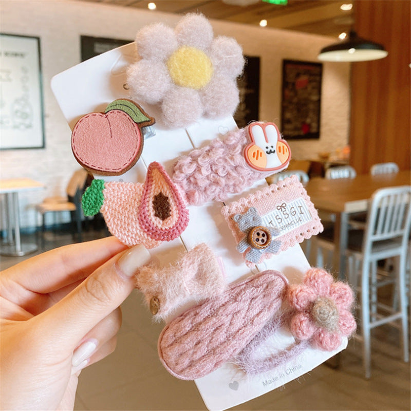Autumn and winter children hairpin cartoon plush card cute baby broken clip headquarter Korean network red girl hair accessories