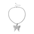 Sparking Fully Iced Out Crystal Pave Butterfly Pendant Cubic Zircon 3D Butterfly Pendant Necklace Fashion Jewelry