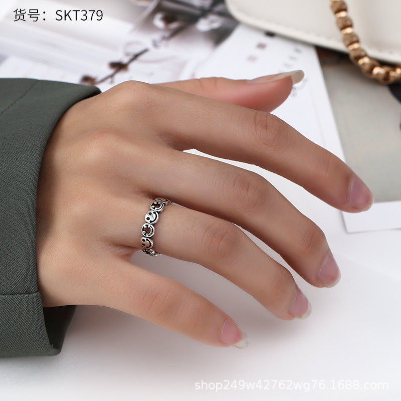Retro Thai Silver Korea Dadongmen Smiley Chain Ring Women's Pants Belt Pub Hip Hybrid End Male Tide Female