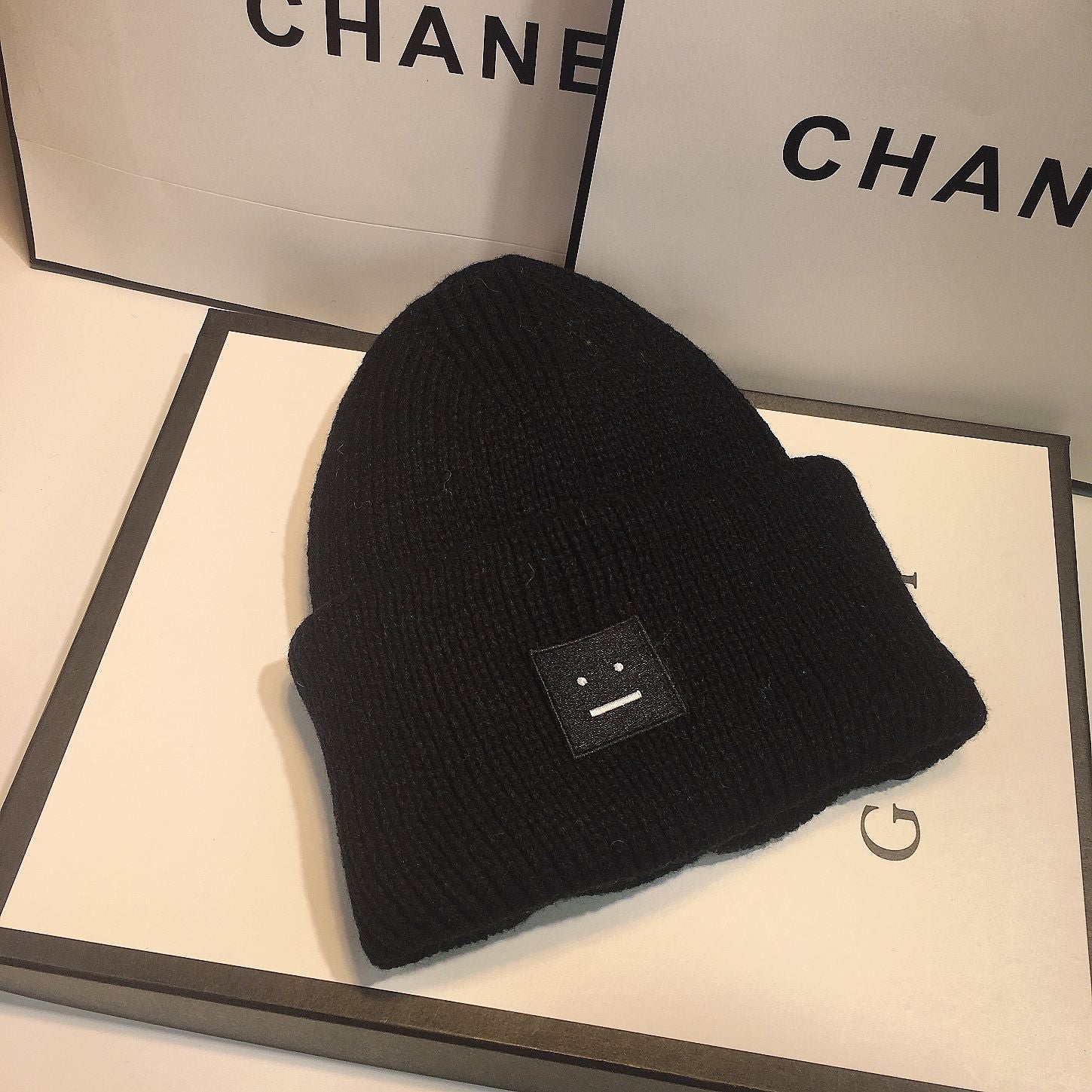 East Gate Acne Classic Square Smiley Hat Women's Autumn Winter couple