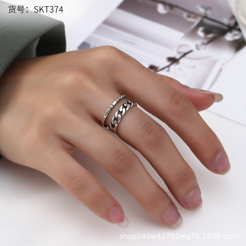 Retro Thai Silver Korea Dadongmen Smiley Chain Ring Women's Pants Belt Pub Hip Hybrid End Male Tide Female