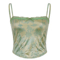 Europe and the United States 2021 autumn temperament lady camisole all-match slim lace top print strapless sexy suspender