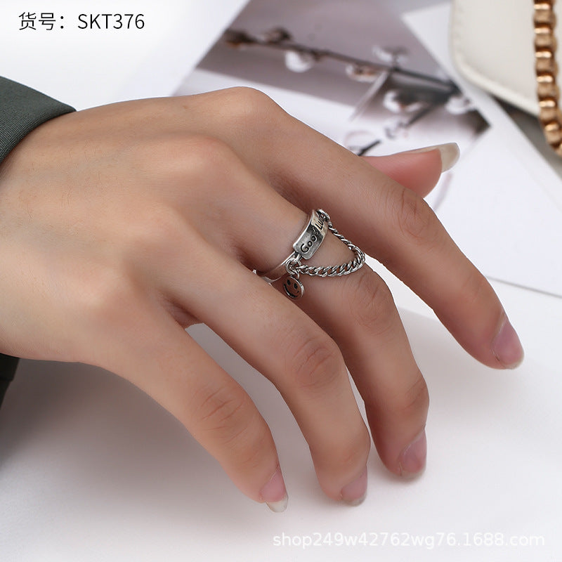 Retro Thai Silver Korea Dadongmen Smiley Chain Ring Women's Pants Belt Pub Hip Hybrid End Male Tide Female