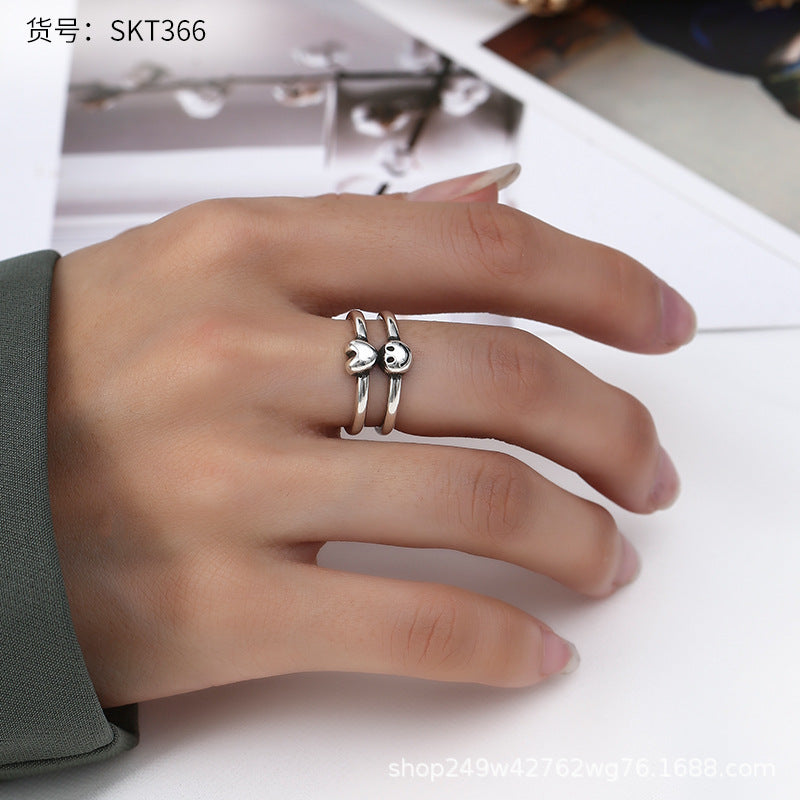 Retro Thai Silver Korea Dadongmen Smiley Chain Ring Women's Pants Belt Pub Hip Hybrid End Male Tide Female