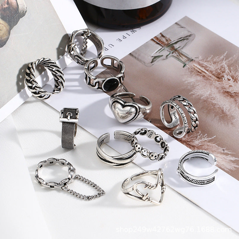 Retro Thai Silver Korea Dadongmen Smiley Chain Ring Women's Pants Belt Pub Hip Hybrid End Male Tide Female