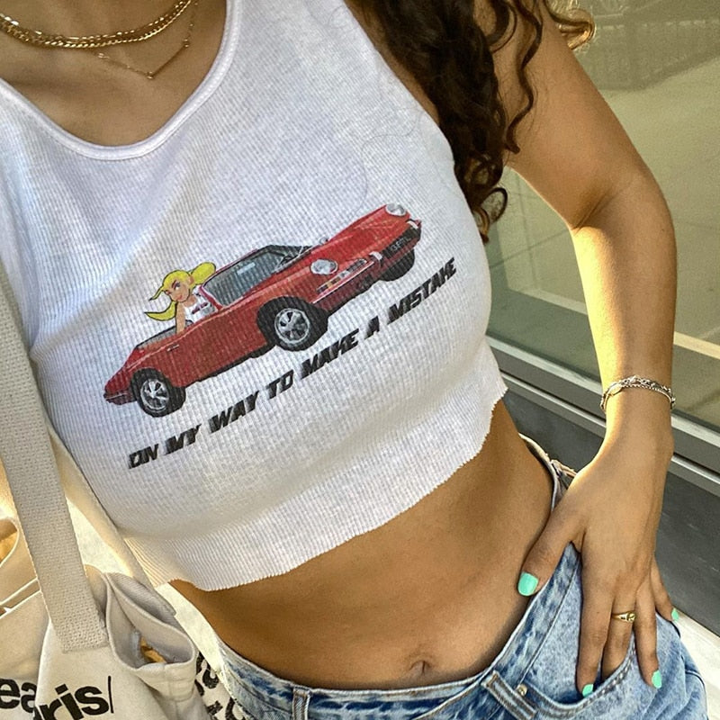 Y2K 'On My Way to Make a Mistake' Car Graphic Tank