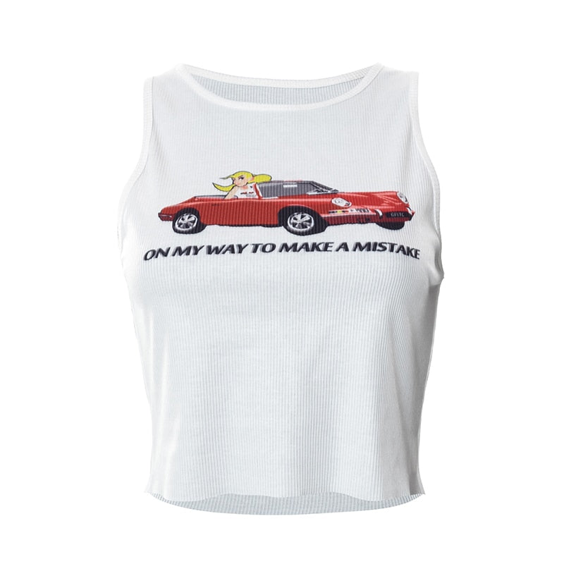 Y2K 'On My Way to Make a Mistake' Car Graphic Tank