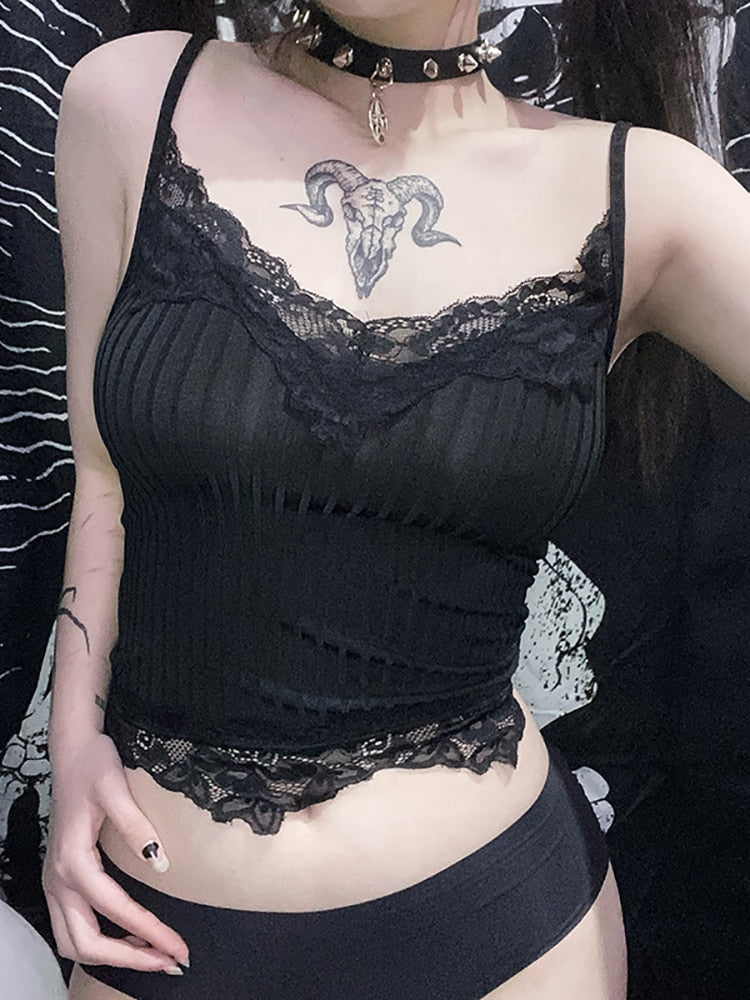 Solid Ribbed Major Lace Cami