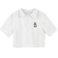 Bear Embroidery Button Up Collar Tee