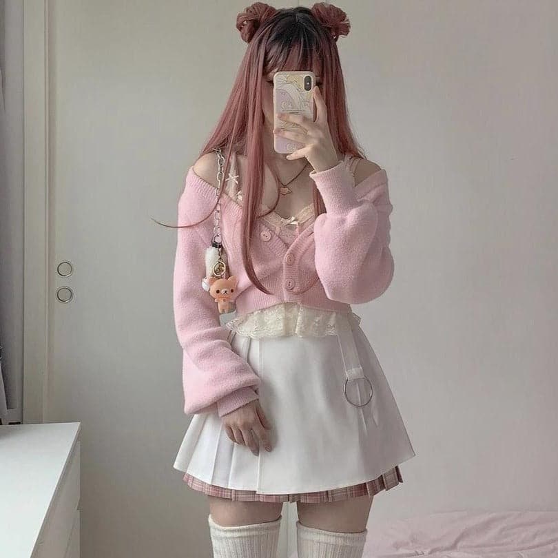 @MiruKurum — Y2K Floral Spring Pink Milkmaid Cami