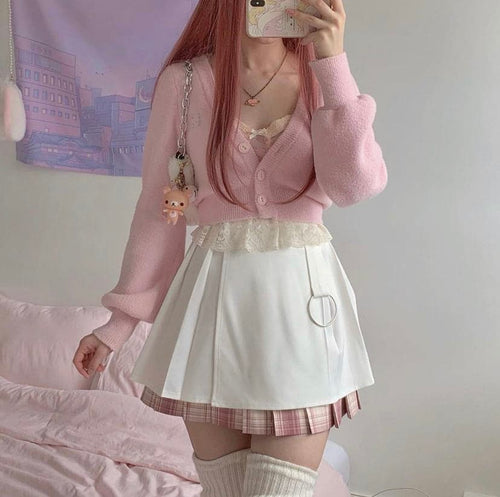 @MiruKurum — Y2K Floral Spring Pink Milkmaid Cami