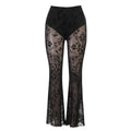 Goth Mesh Lace Hollow Out Flared Pants