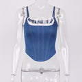 Y2K Denim Bustier Lace Top
