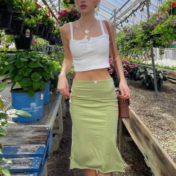 Y2K Fairycore Green Midi Skirt