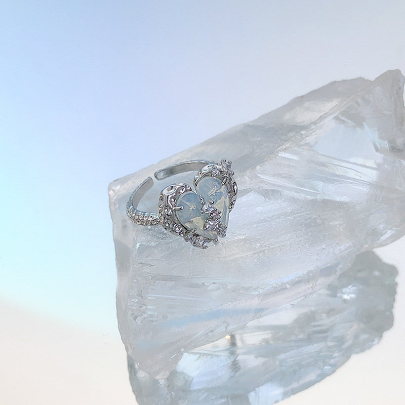 Silver Metal Heart-Shaped Ring